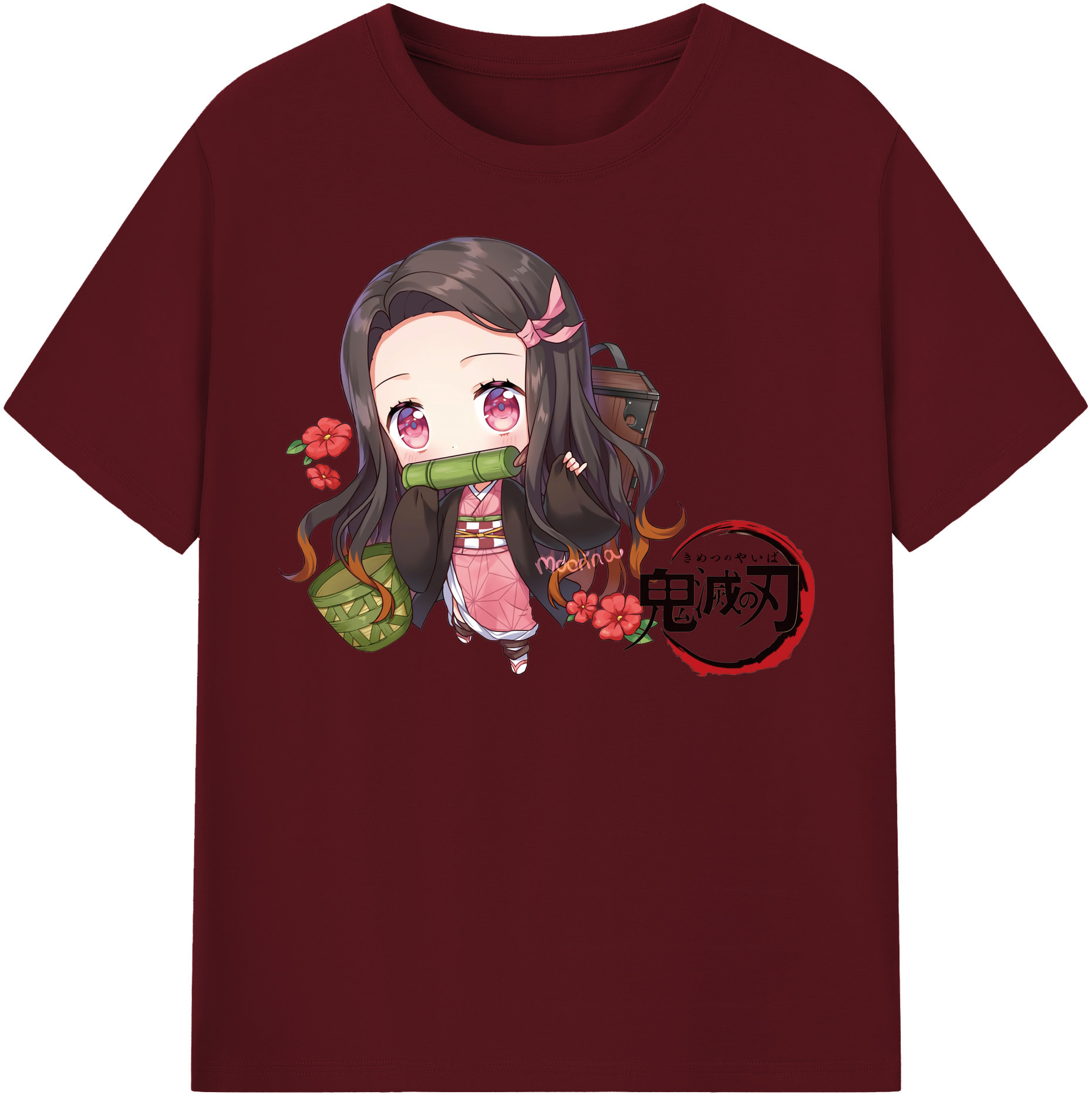 （画像用） 鬼滅の刃（きめつのやいば）竈門 禰󠄀豆子／かまど ねずこ Kamado Nezuko 綿100％半袖Tシャツ（フロントプリント）